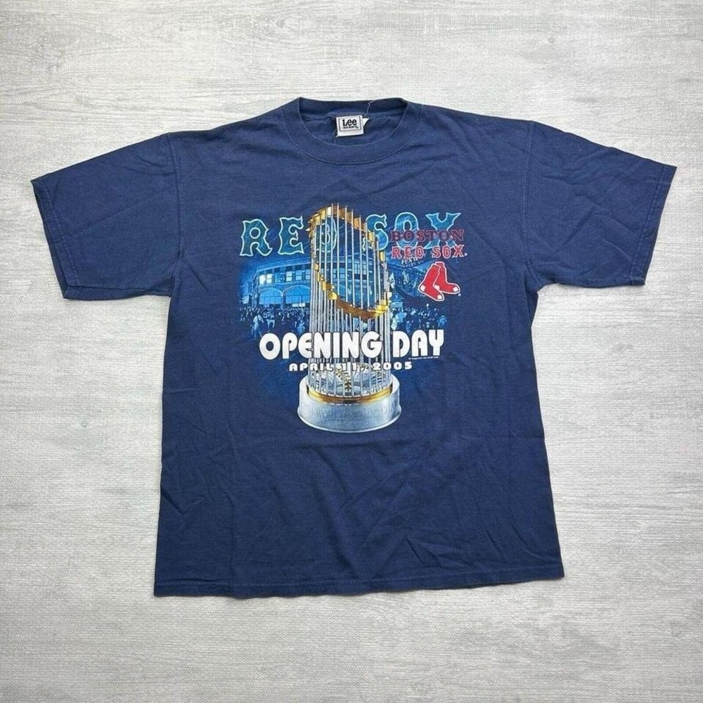 Vintage Boston Red Sox Shirt Adult Large Navy Blue MLB Baseball Opening Day
